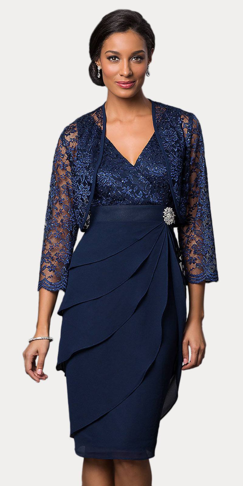 Navy Long Formal Mother of the Bride Lace Jacket Dress for $45.99 – The  Dress Outlet